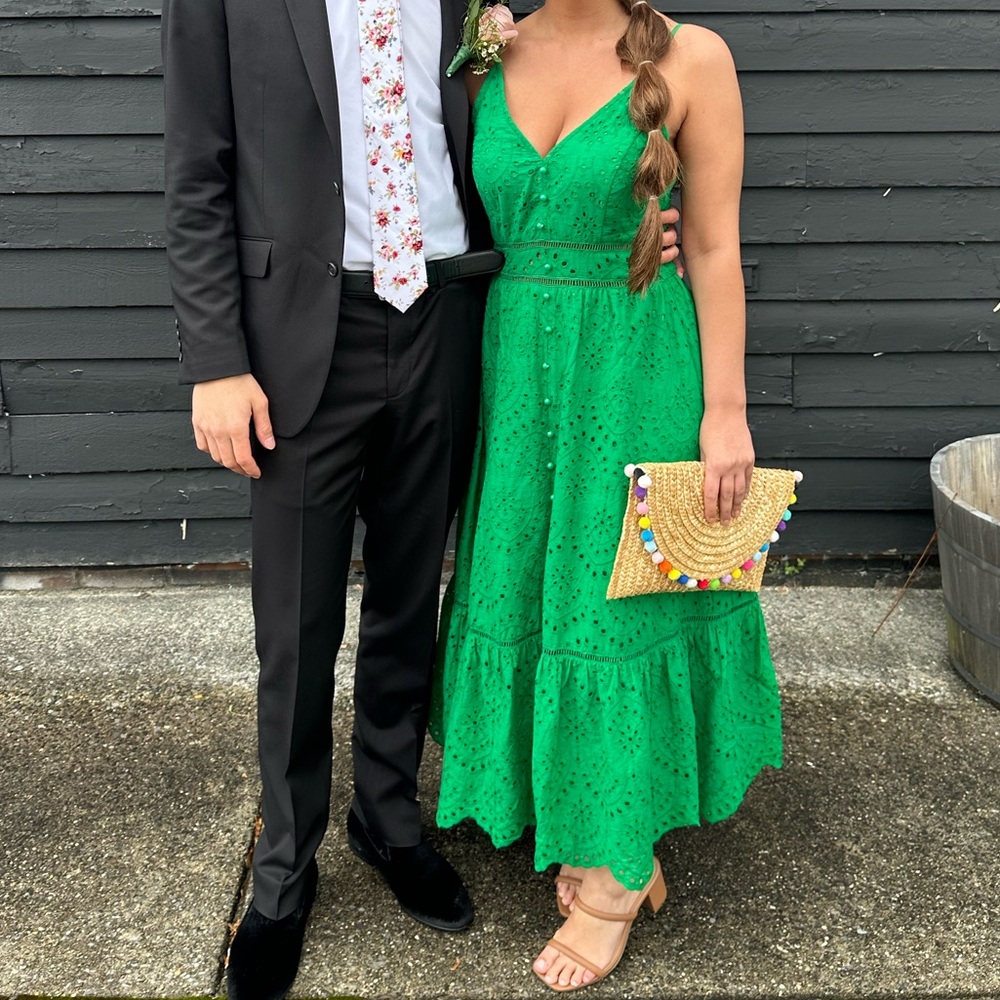 Paisley green wedding guest dress